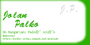 jolan palko business card
